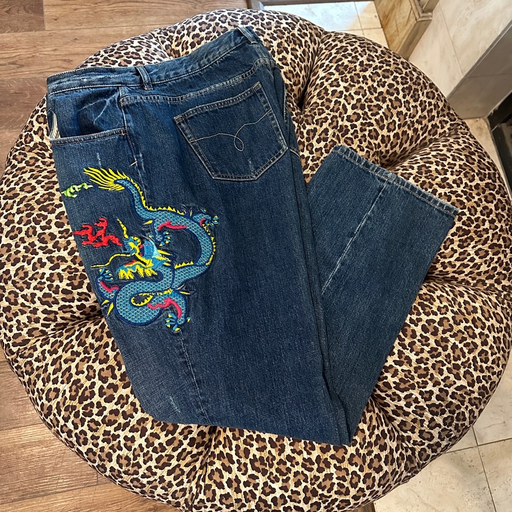 Ralph Lauren Embroidered Dragon Jeans 14W